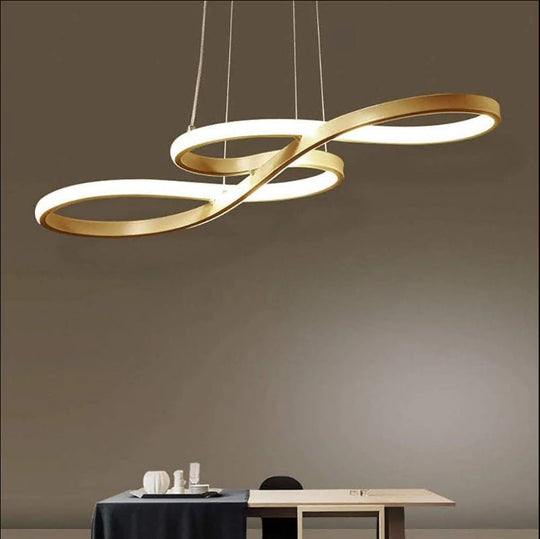 Geometric Wave Semi-Flush Chandelier – Metal & Silica Gel