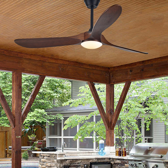 Retro Solid Wood Frequency Conversion Silent Ceiling Fan with LED Light
