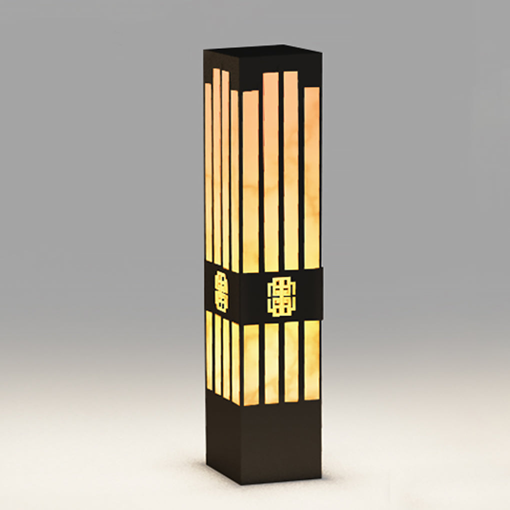 Rectangular Streak Cut Outdoor Bollard Garden Light