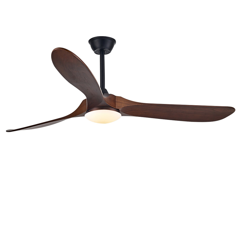 Retro Solid Wood Frequency Conversion Silent Ceiling Fan with LED Light