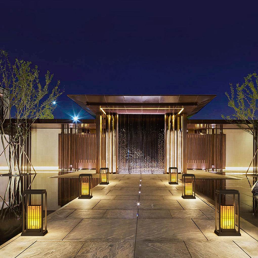 Traditional Asian Outdoor Waterproof LED Light with Rectangular Frame