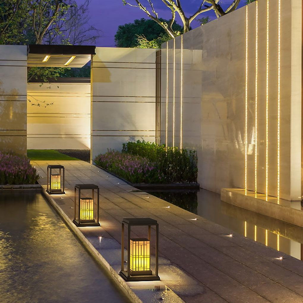 Traditional Asian Outdoor Waterproof LED Light with Rectangular Frame