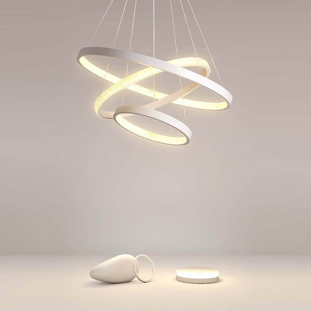 Round 3-Ring Modern LED Chandelier – Adjustable Hanging Design