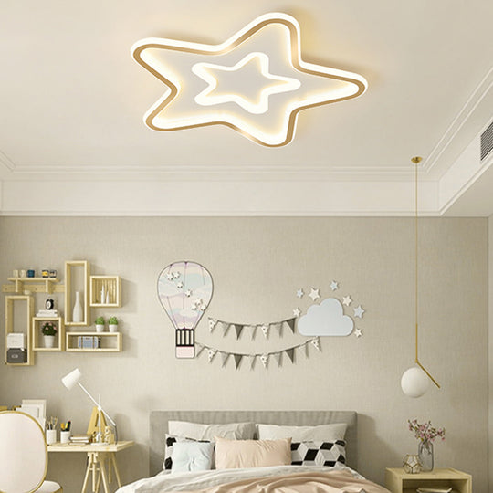Nordic Simple LED Ultra-thin Five-Pointed Star Ceiling Light for Kids’ Bedroom