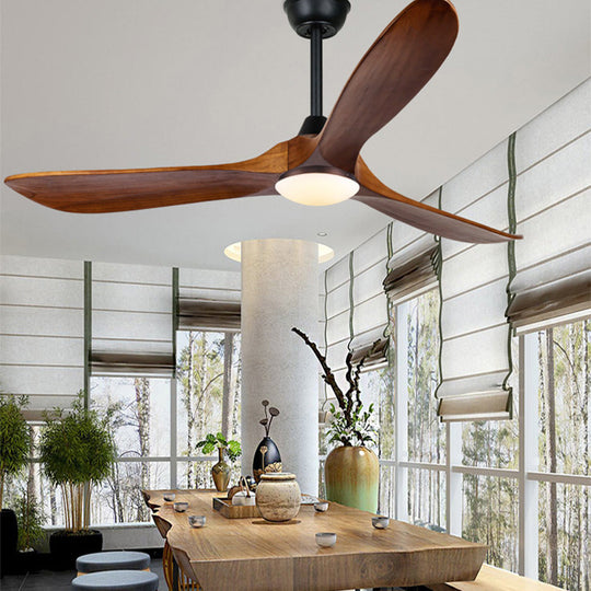 Retro Solid Wood Frequency Conversion Silent Ceiling Fan with LED Light