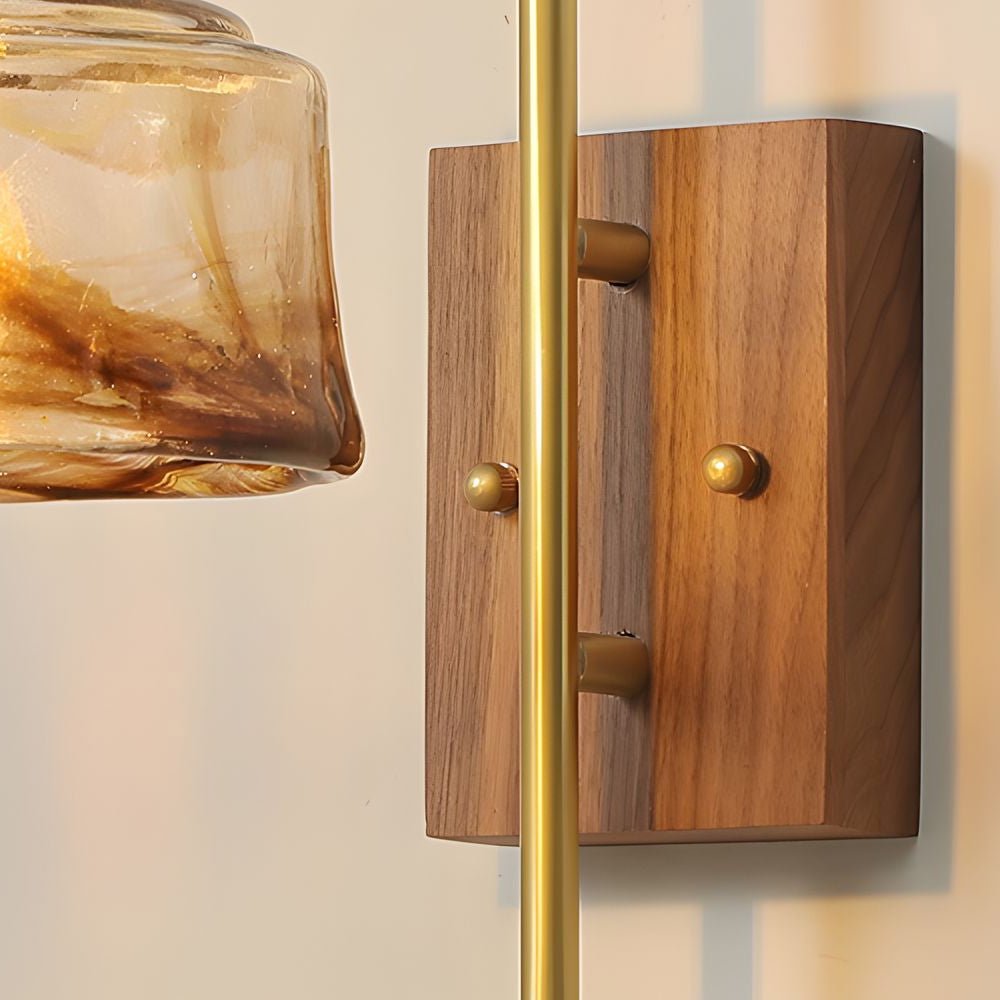 Vintage Brass Wall Light with Glass Shade