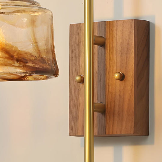 Vintage Brass Wall Light with Glass Shade