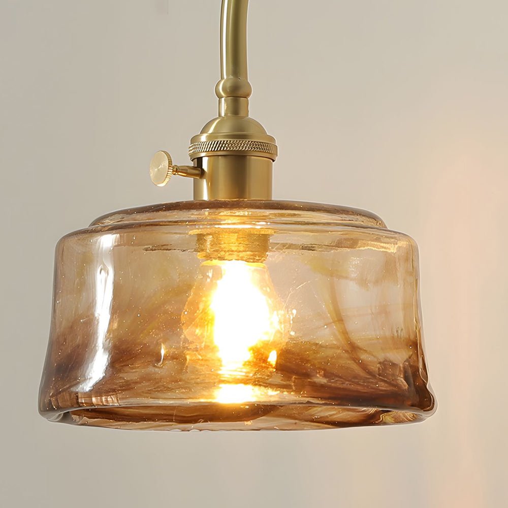 Vintage Brass Wall Light with Glass Shade