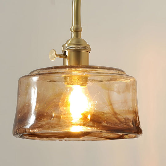 Vintage Brass Wall Light with Glass Shade