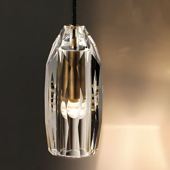1 Light Clear Single Geometric Pendant with Crystal Accents