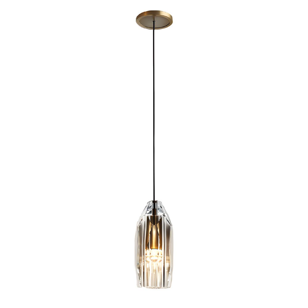 1 Light Clear Single Geometric Pendant with Crystal Accents