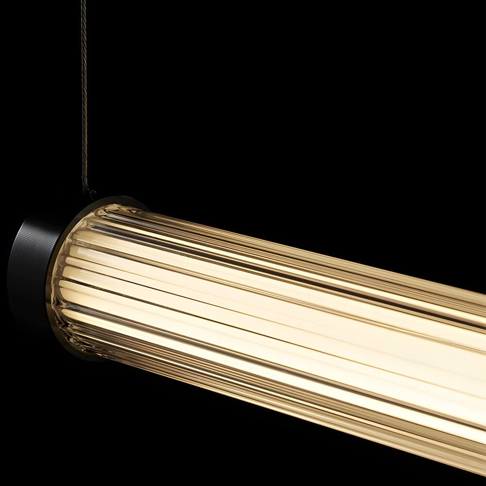 1 Light Glass Linear LED Island Pendant Light