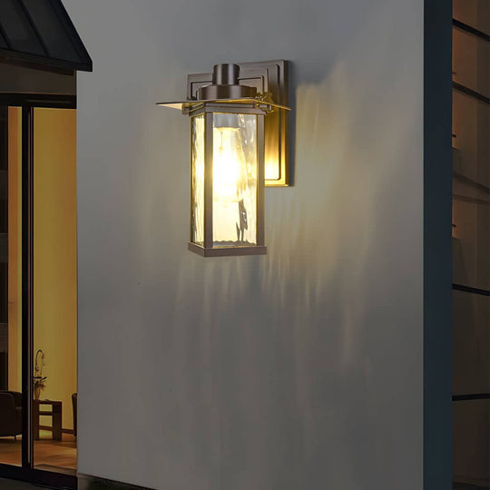 Brown Glass Outdoor Wall Lantern Sconce
