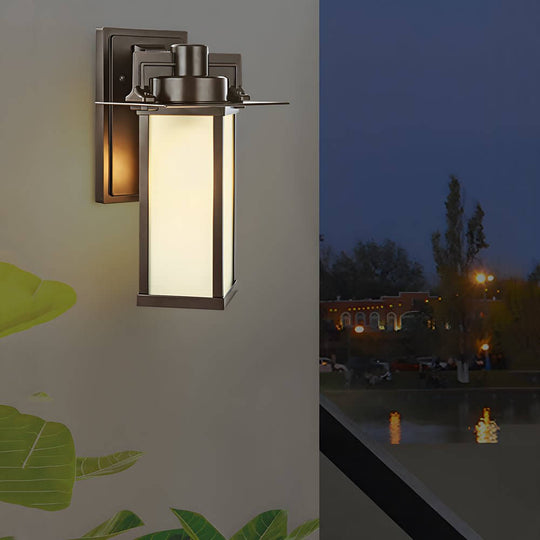 Brown Glass Outdoor Wall Lantern Sconce