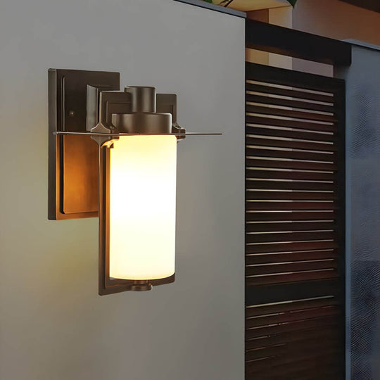 Brown Glass Outdoor Wall Lantern Sconce