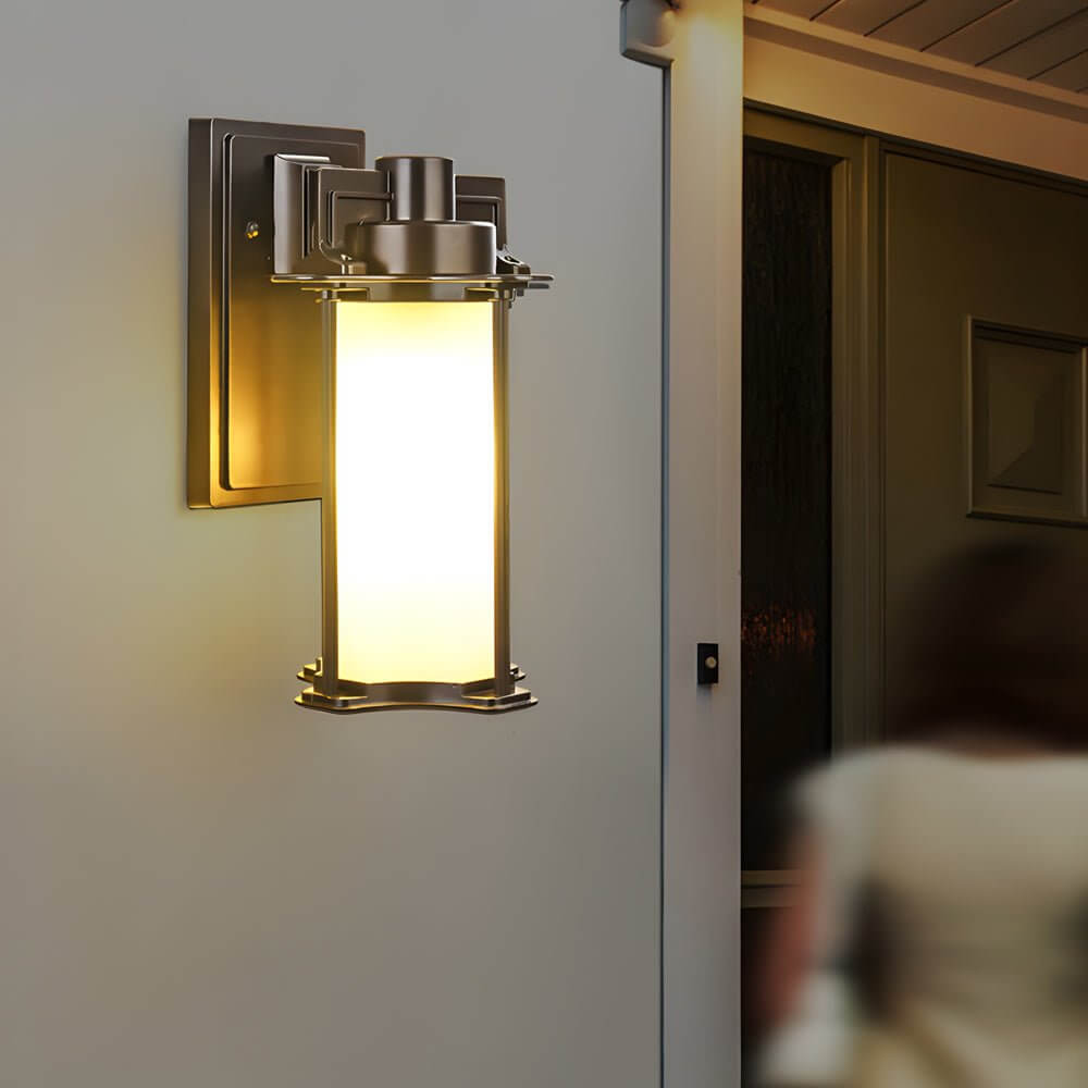 Brown Glass Outdoor Wall Lantern Sconce