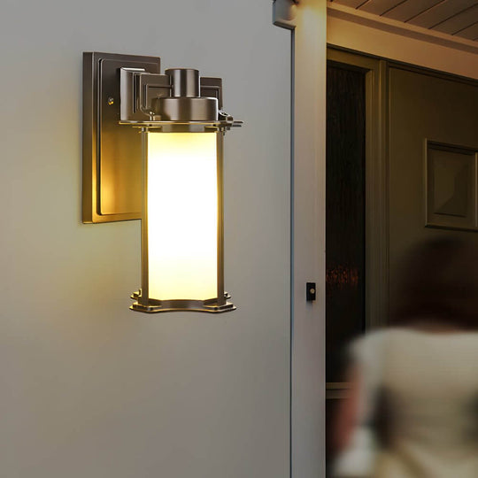 Brown Glass Outdoor Wall Lantern Sconce
