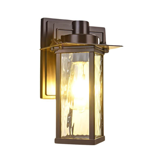 Brown Glass Outdoor Wall Lantern Sconce