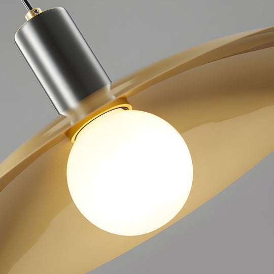 Mid-Century Brass Flared Pendant Light with Glass Shade – 1 Head