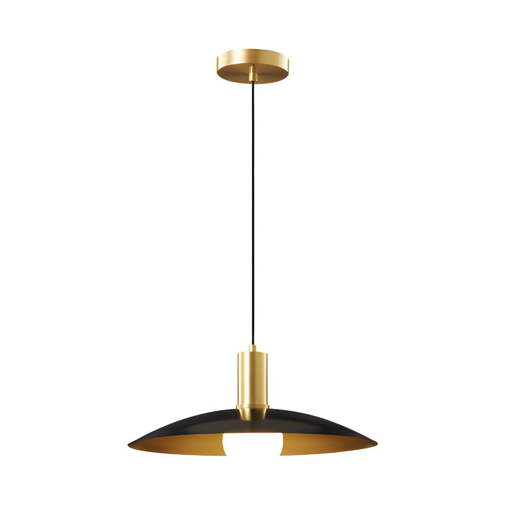 Mid-Century Brass Flared Pendant Light with Glass Shade – 1 Head