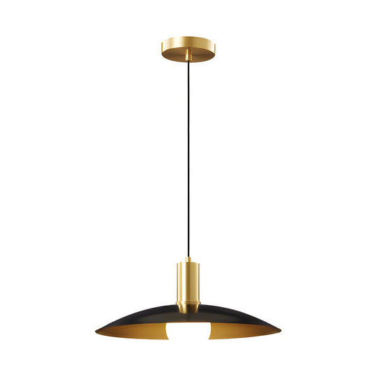 Mid-Century Brass Flared Pendant Light with Glass Shade – 1 Head