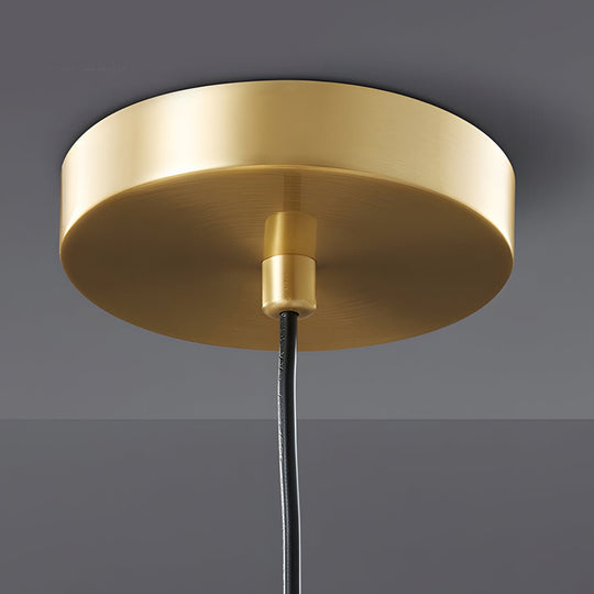 Mid-Century Brass Flared Pendant Light with Glass Shade – 1 Head