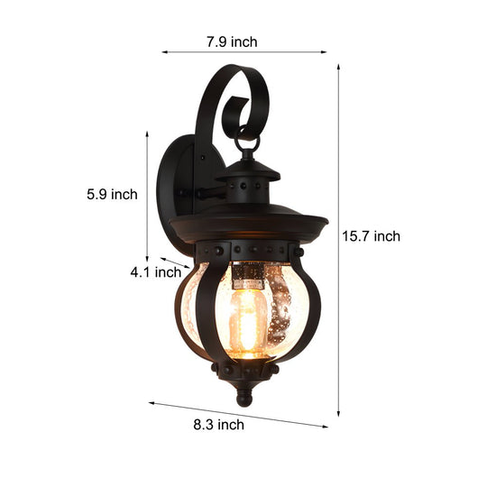 Seeded Glass Globe LED Outdoor Wall Lantern