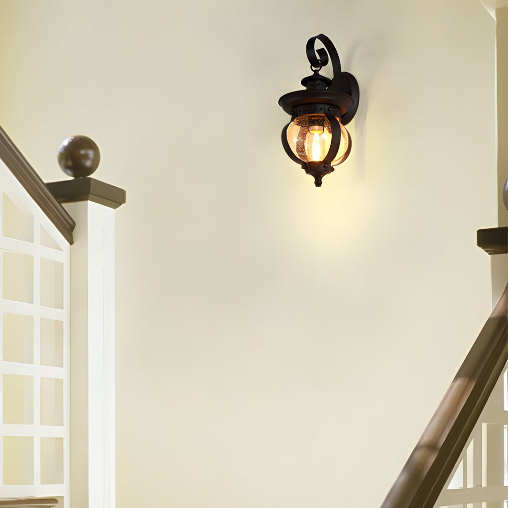 Seeded Glass Globe LED Outdoor Wall Lantern
