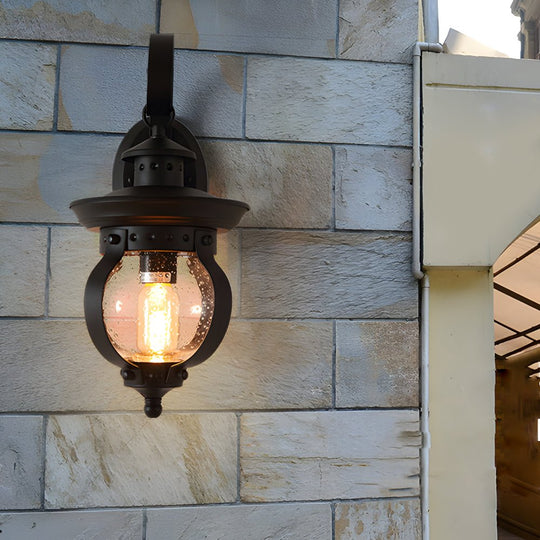 Seeded Glass Globe LED Outdoor Wall Lantern