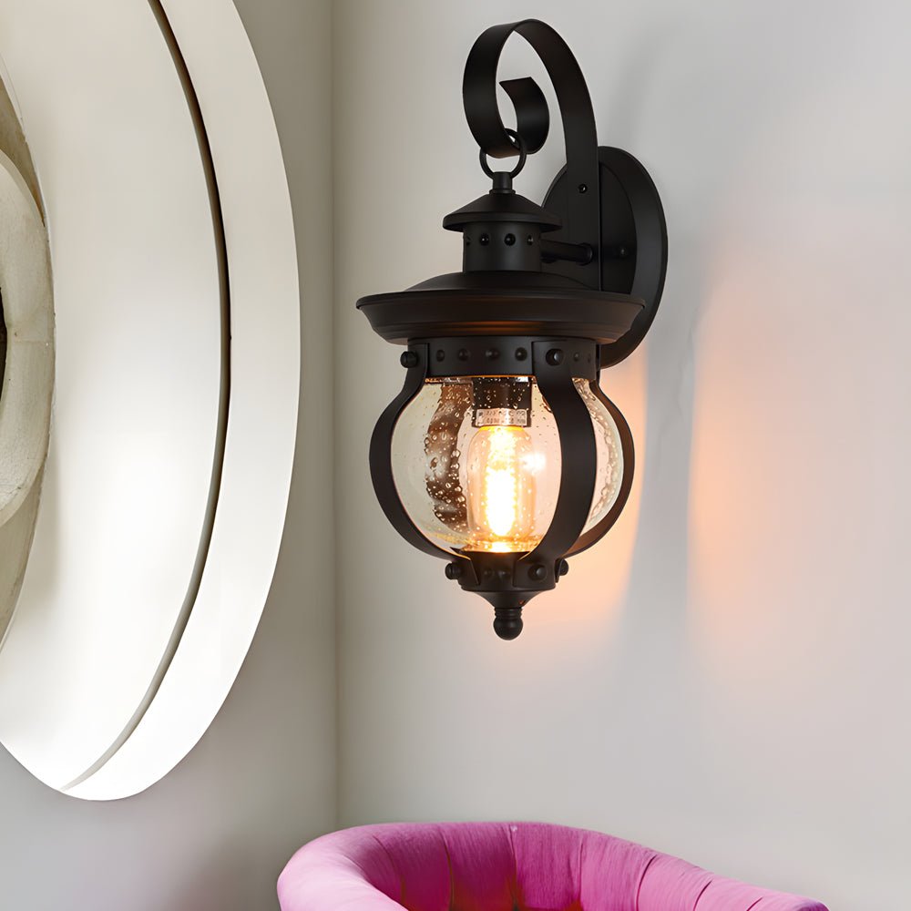 Seeded Glass Globe LED Outdoor Wall Lantern