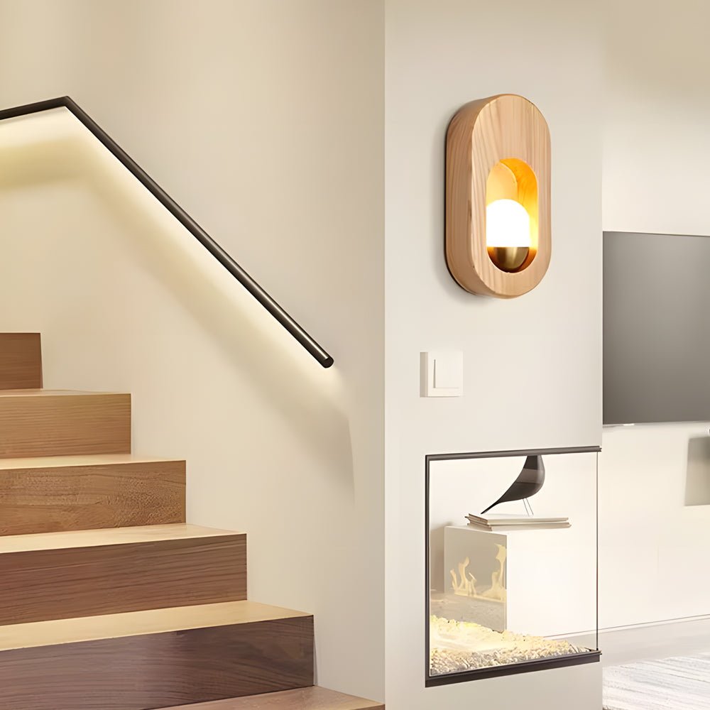 1-Light Wood Oval Wall Sconce