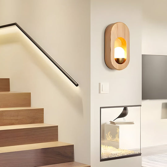 1-Light Wood Oval Wall Sconce