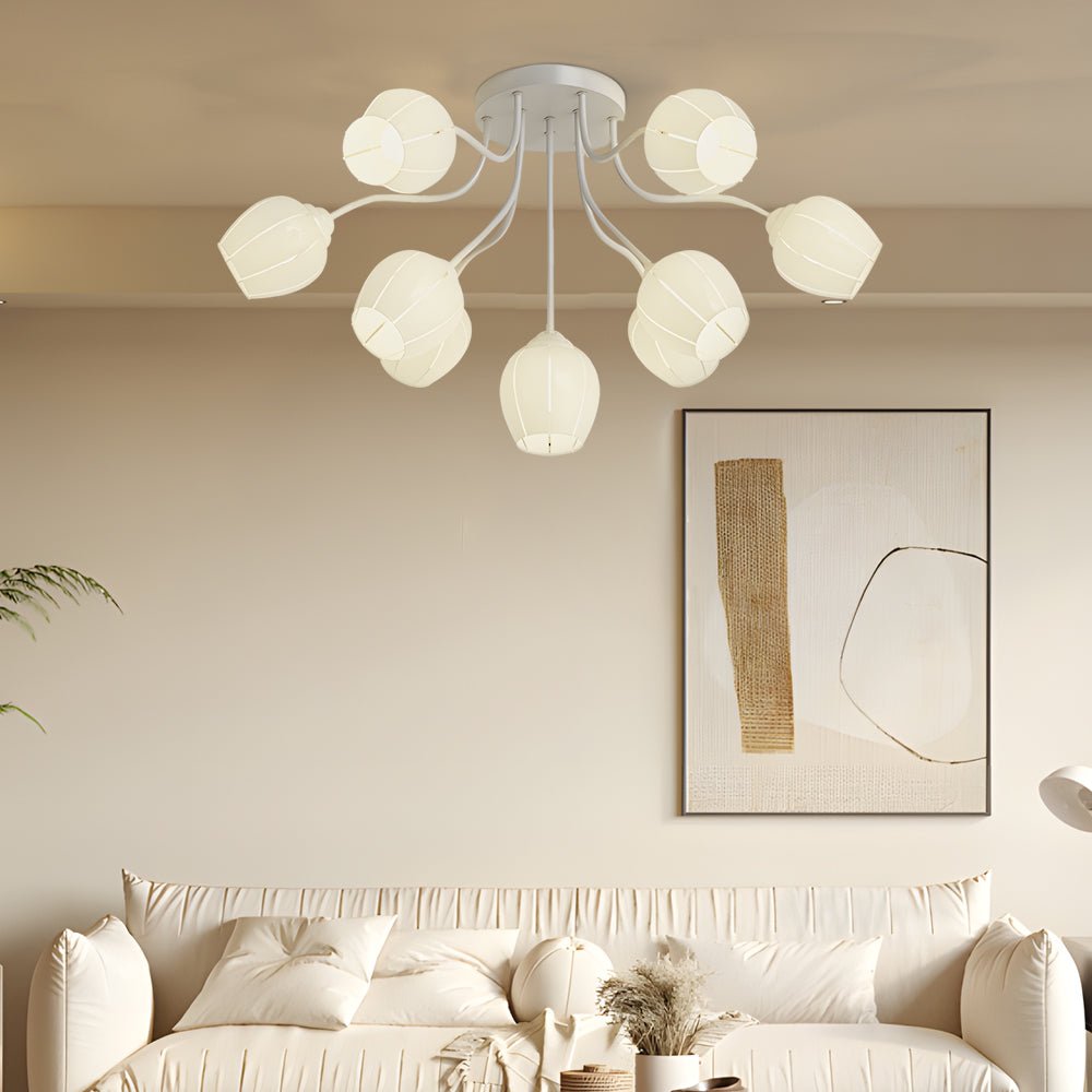 Orchid Flower Chandelier with 3-Step Dimming, 10 Lights