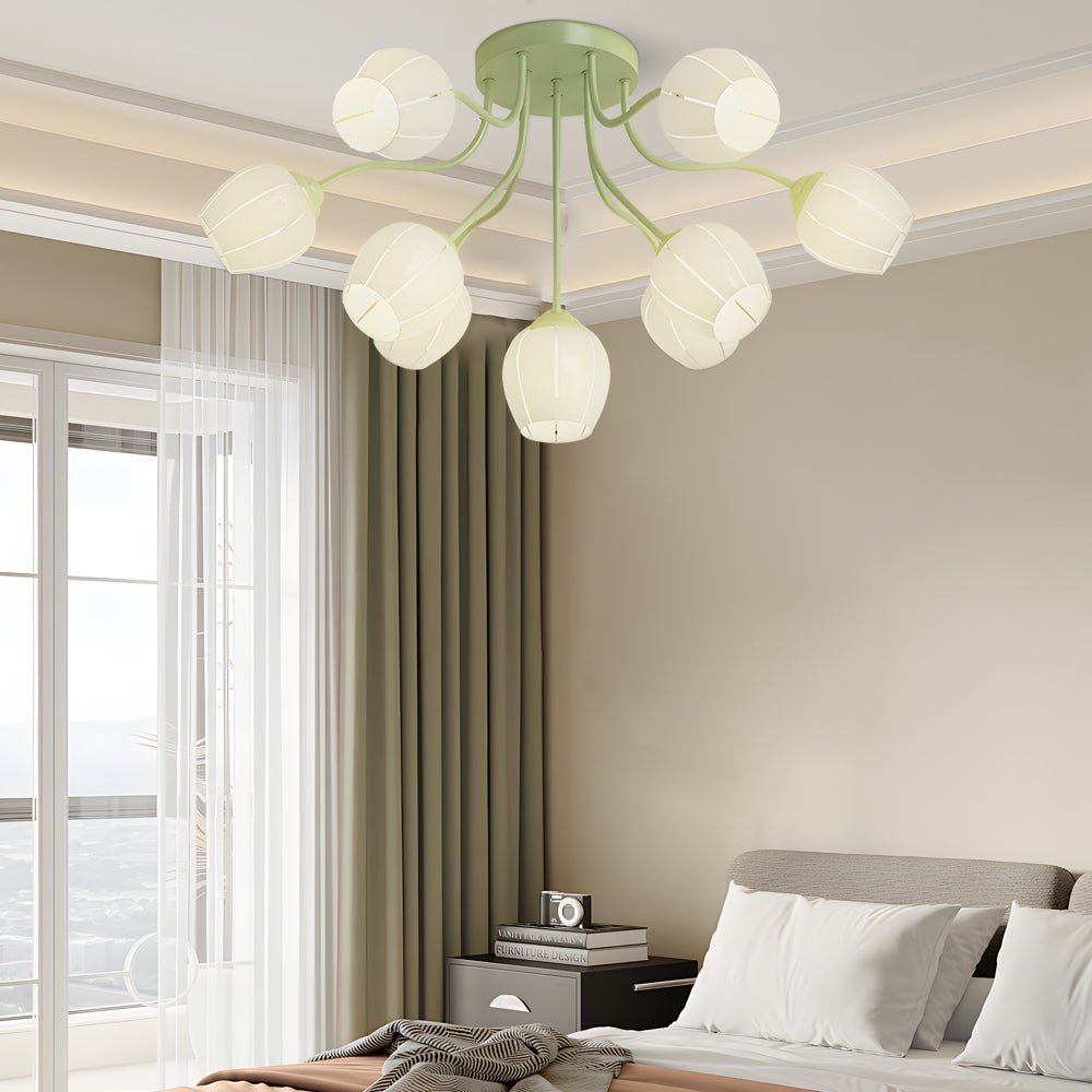 Orchid Flower Chandelier with 3-Step Dimming, 10 Lights
