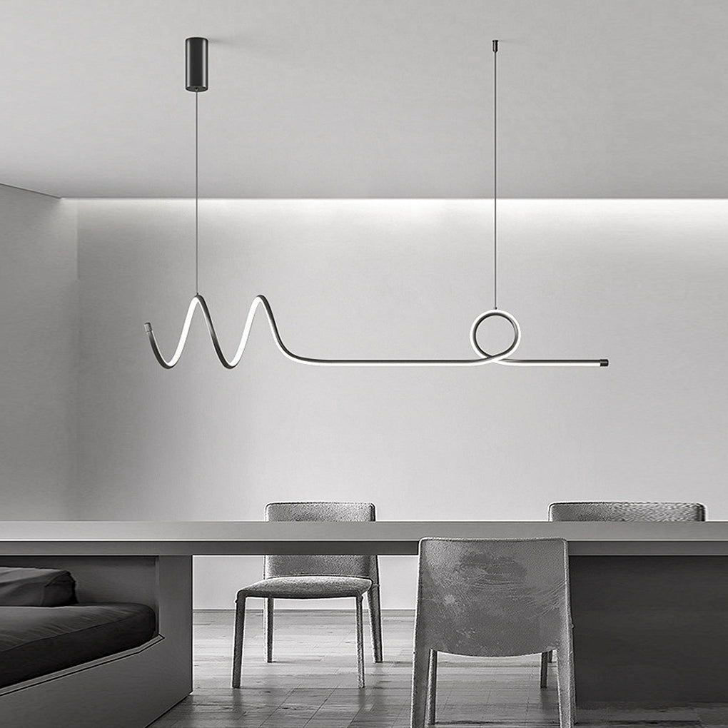 Minimalist Waves Circular Stepless Dimming LED Intelligent Chandelier