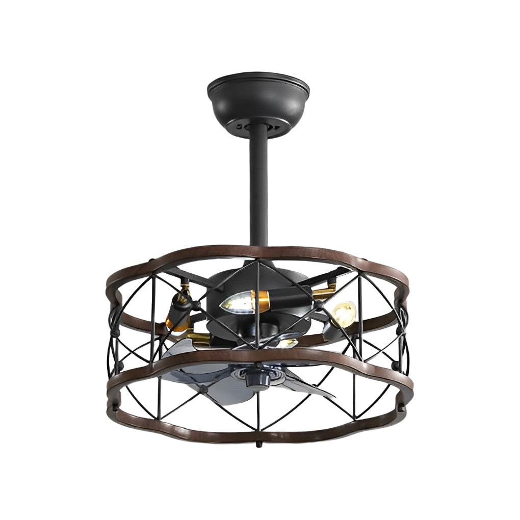 Retro Rustic Bladeless Ceiling Fan Light with Remote