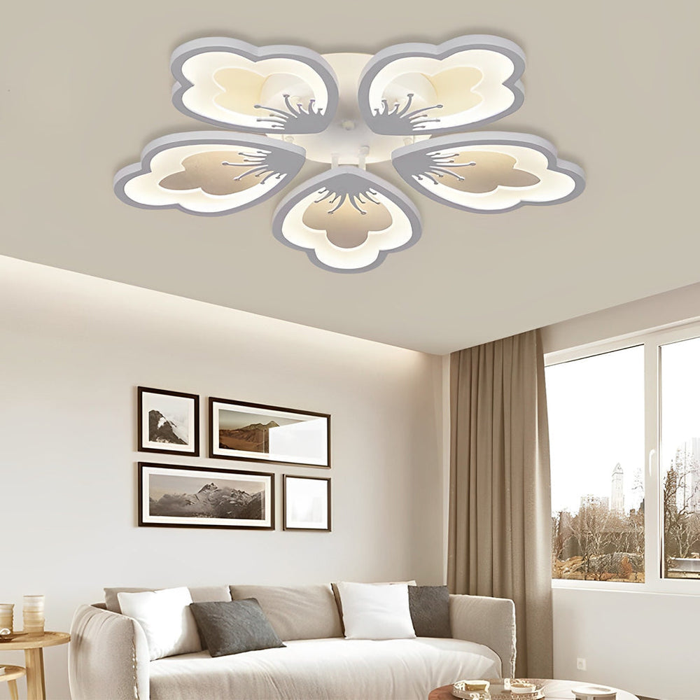 Flower Shaped Dimmable LED White Nordic Chandelier Light – Flush Mount Lighting