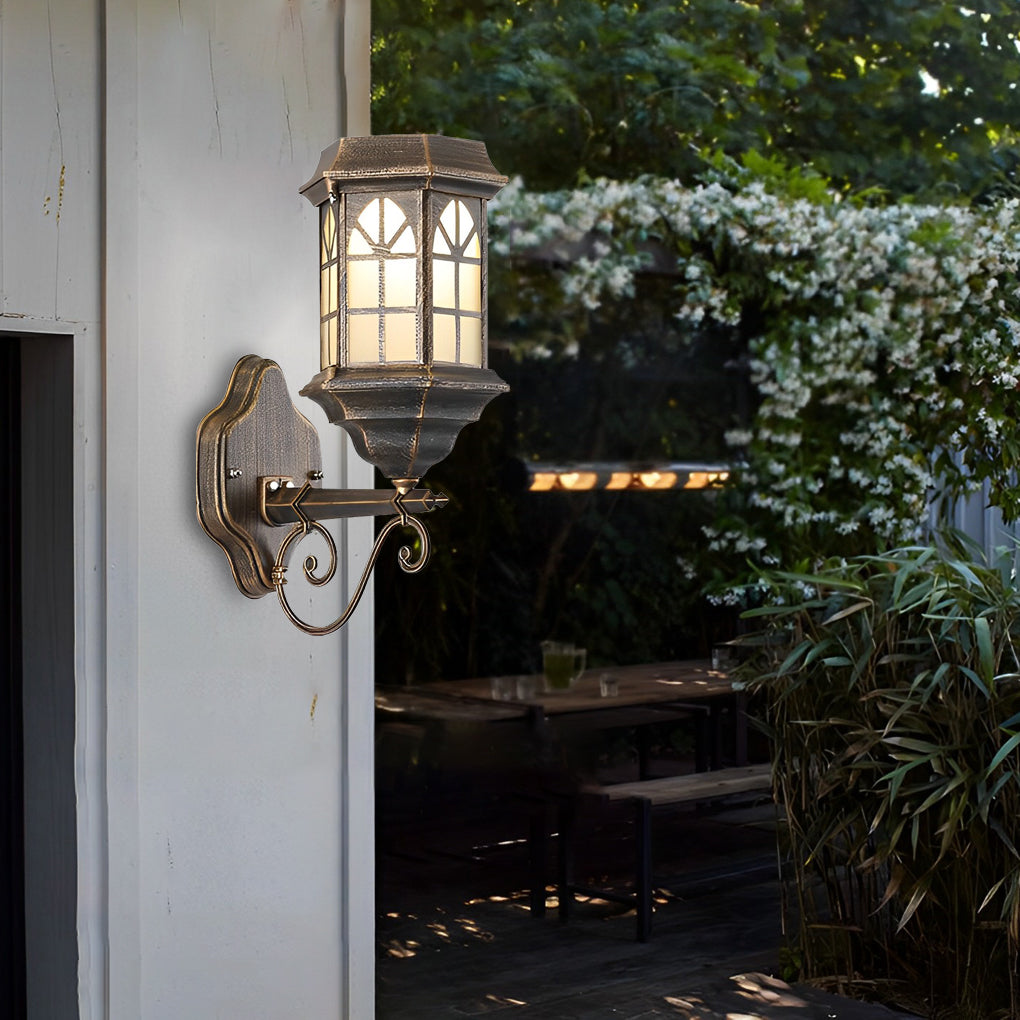 Retro Waterproof Dimmable Solar Wall Lamp with Remote Outdoor Sconce