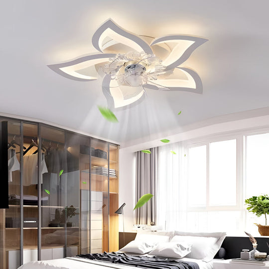 Creative Flower Shaped Three-Step Dimming LED Nordic Ceiling Fan Light