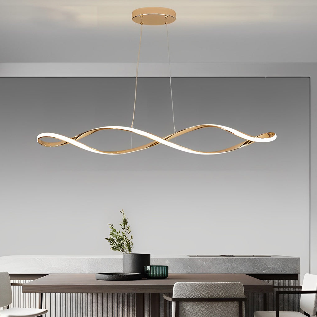 Creative Waves Stepless Dimming LED Electroplated Modern Pendant Light