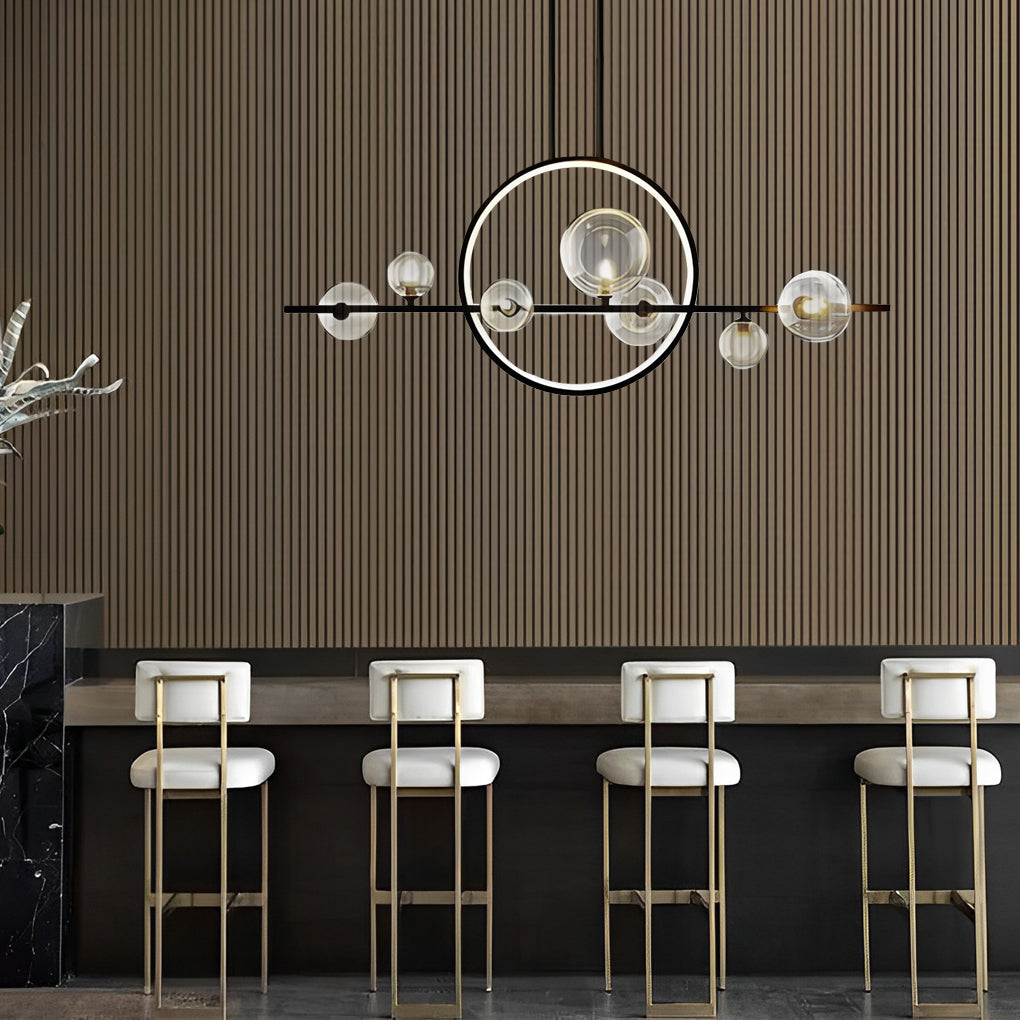 Moon Glass Bubbles LED Black Postmodern Dining Room Chandelier