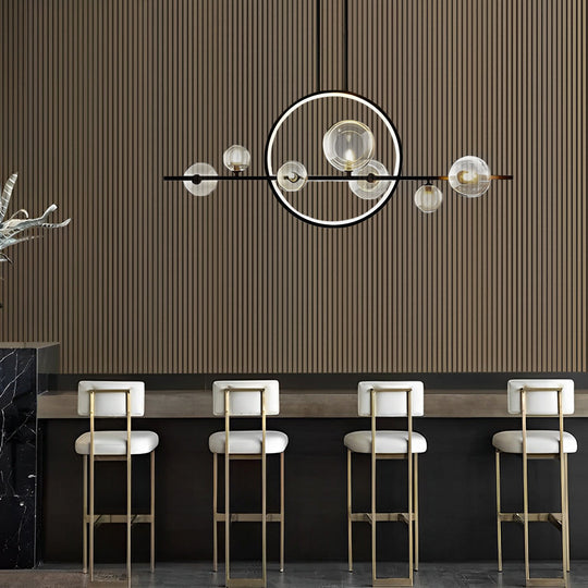Moon Glass Bubbles LED Black Postmodern Dining Room Chandelier