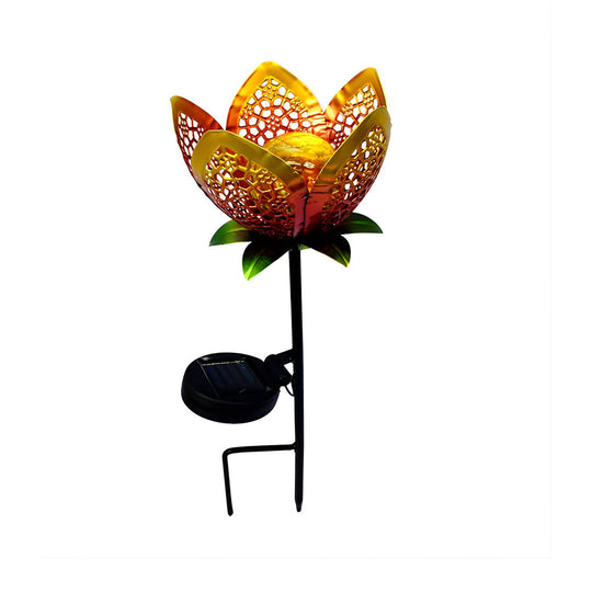 Mystical Moon & Sun Flame Iron Hollow Projector Solar Garden Light