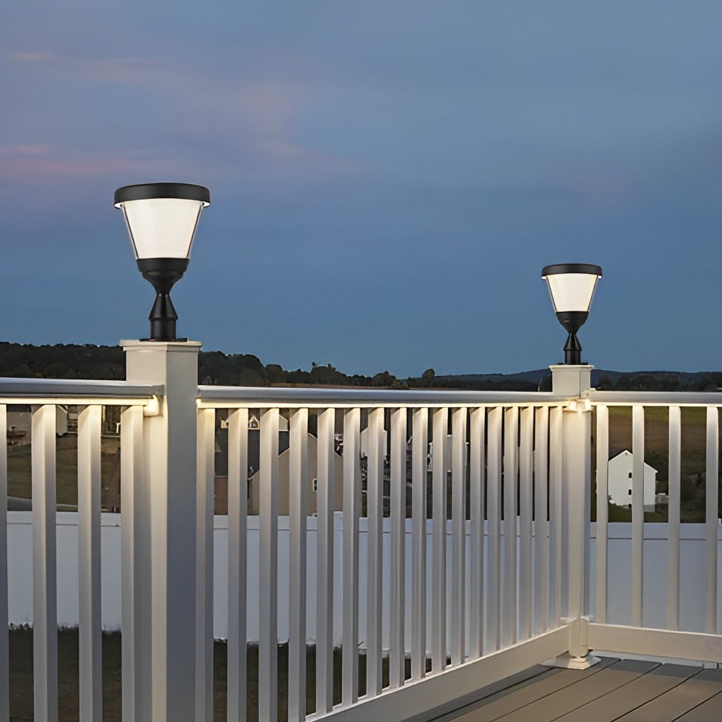 Black Modern Solar LED Fence Post Cap Light