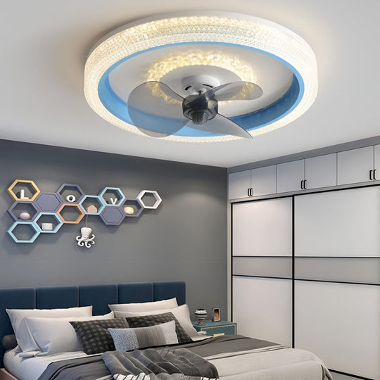 Round 360° Rotatable Stepless Dimming LED Ceiling Fan Light