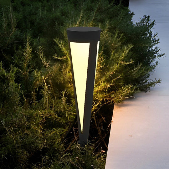 Round Gray Solar LED Outdoor Lawn Light
