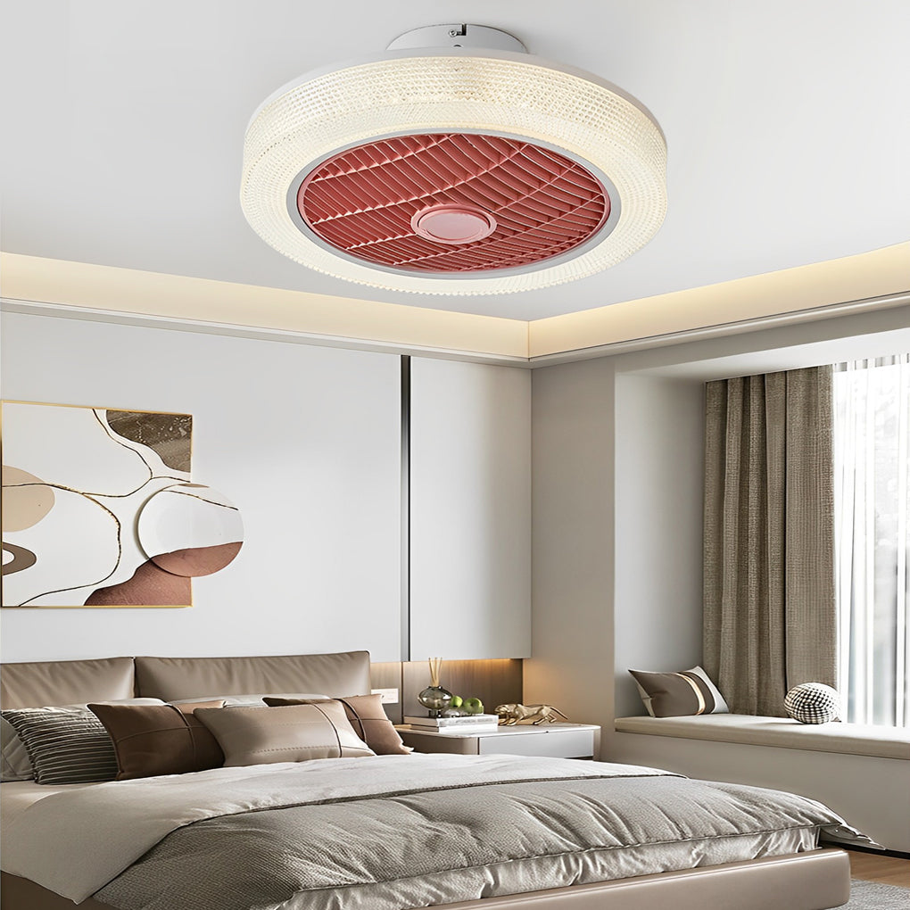 Bladeless Round Ceiling Fan with Dimmable LED and Warm Air for All Seasons