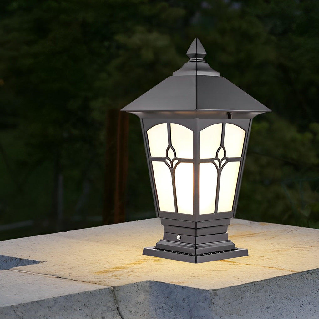 Waterproof Aluminum LED Brown Retro Solar Post Cap Lights Pillar Lamp