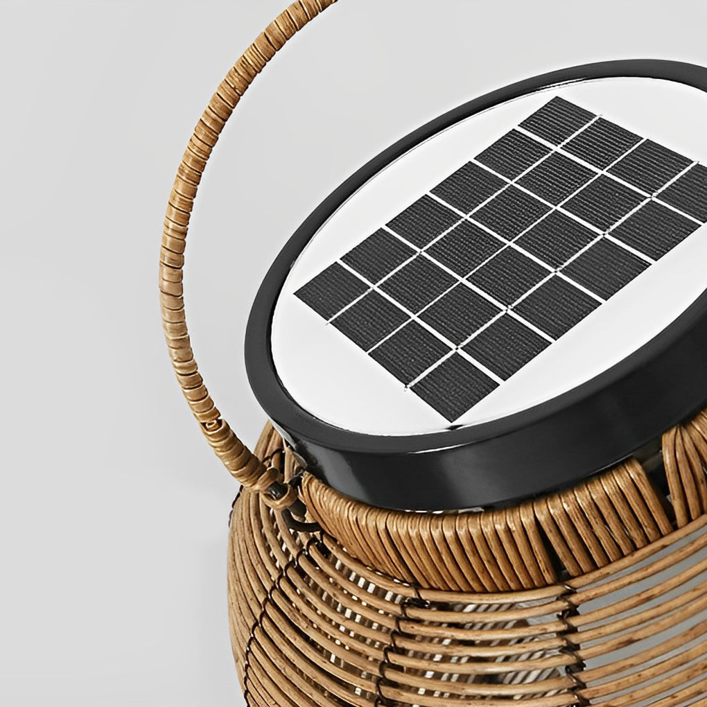 Portable Lantern Rattan LED Waterproof Solar Outdoor Floor Lamp