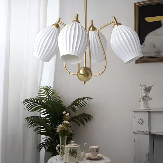 4 Lights Ceramic Flower-Shaped Warm Light Modern Ceiling Light